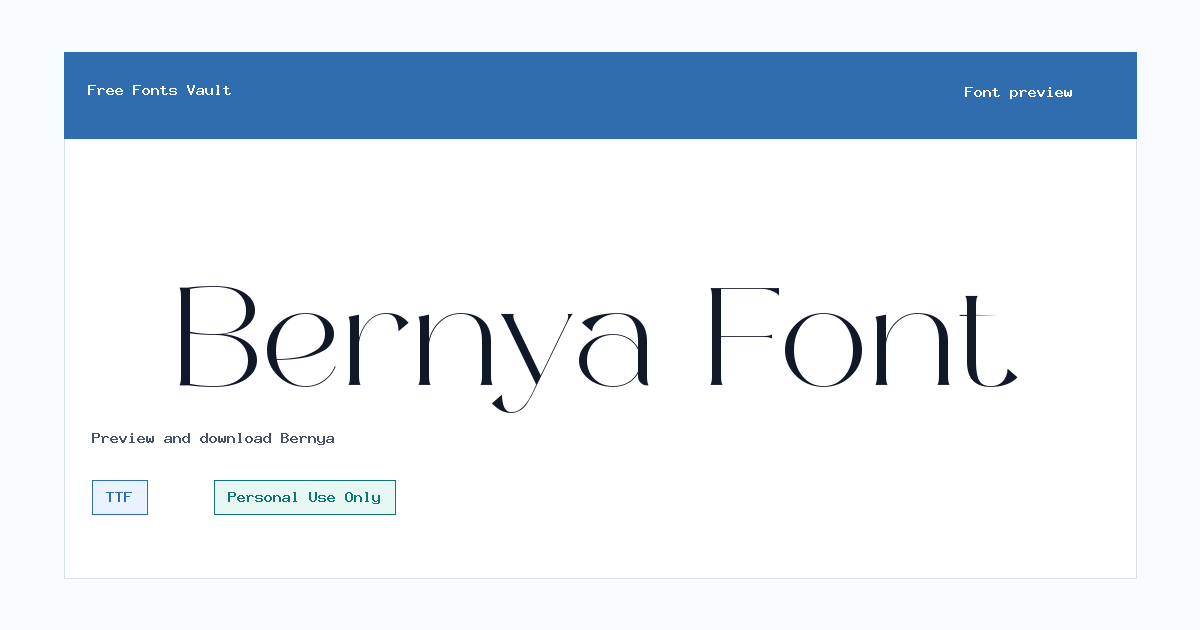 Bernya font preview showing the family name