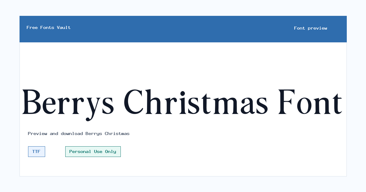 Berrys Christmas font preview showing the family name