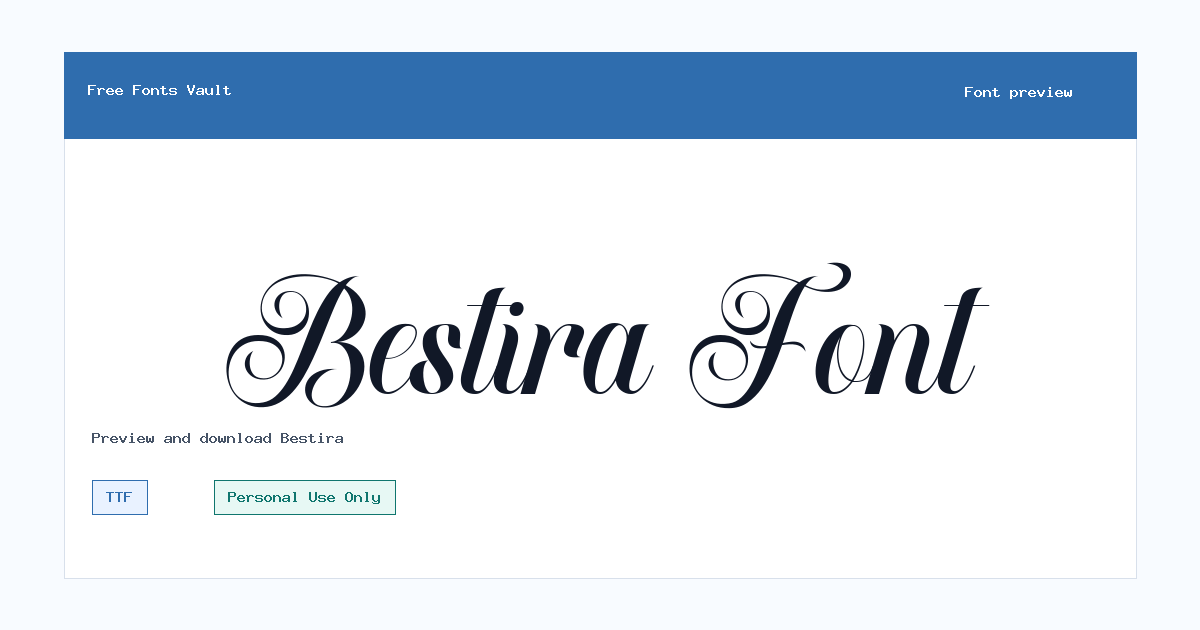 Bestira font preview showing the family name