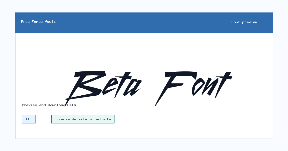 Beta font preview showing the family name
