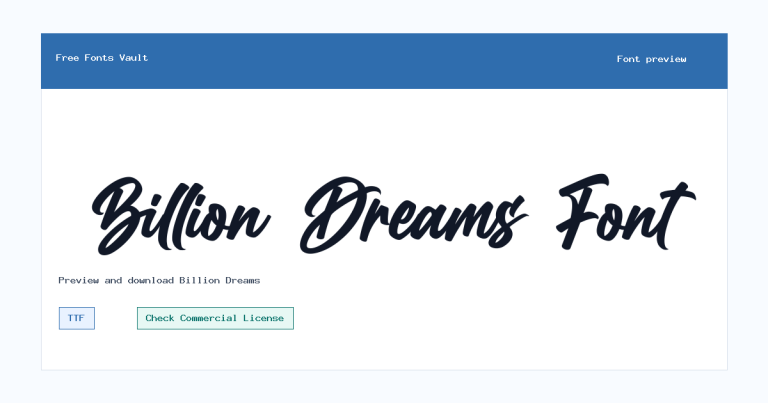 Billion Dreams font preview