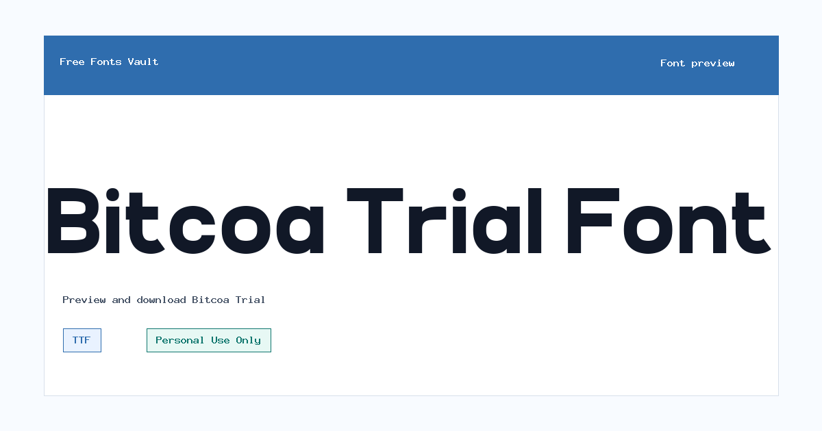 Bitcoa Trial font preview showing the family name