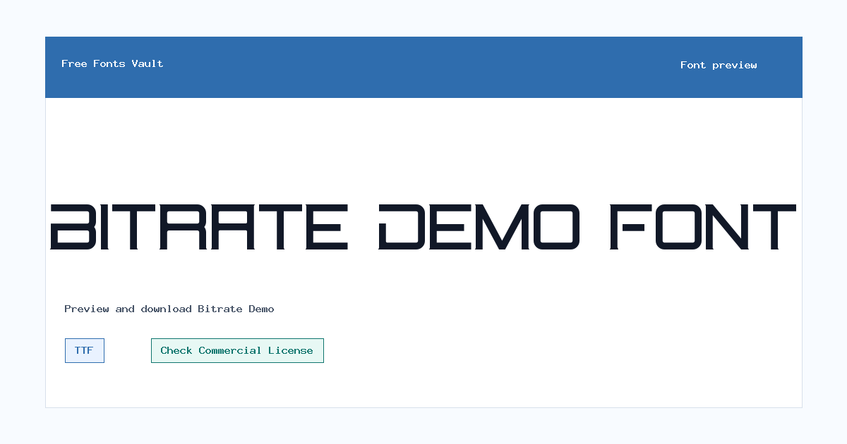 Bitrate Demo font preview showing the family name