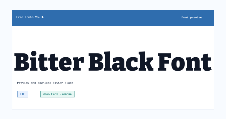 Bitter Black font preview
