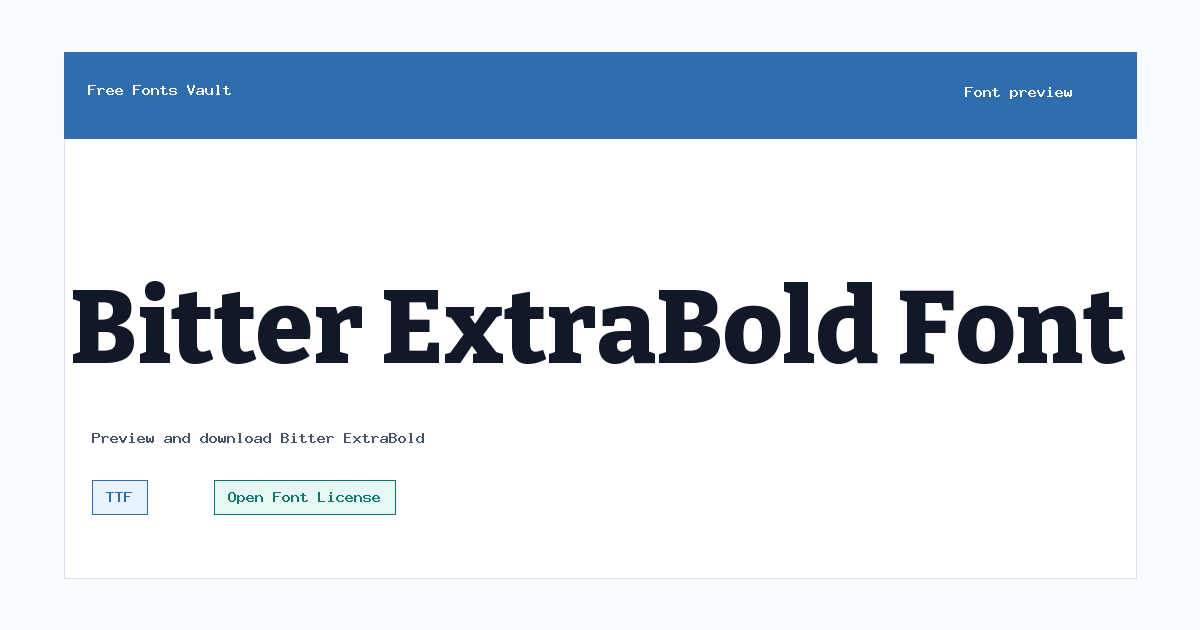 Bitter ExtraBold font preview showing the family name