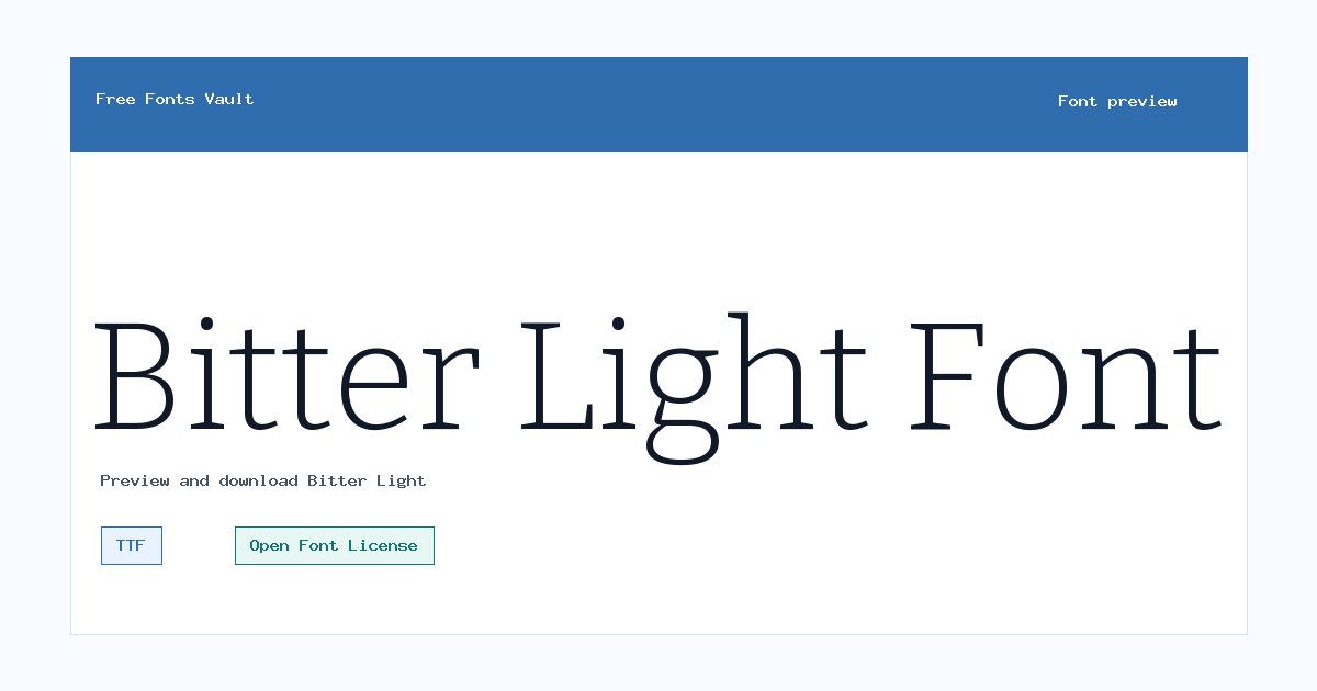 Bitter Light font preview showing the family name