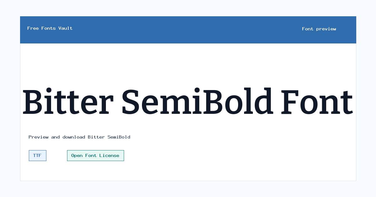 Bitter SemiBold font preview showing the family name