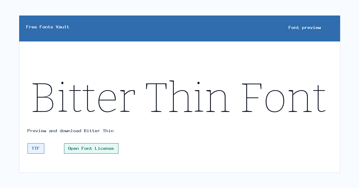 Bitter Thin font preview showing the family name