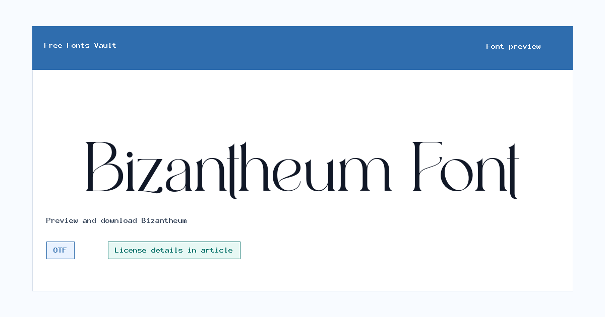 Bizantheum font preview showing the family name