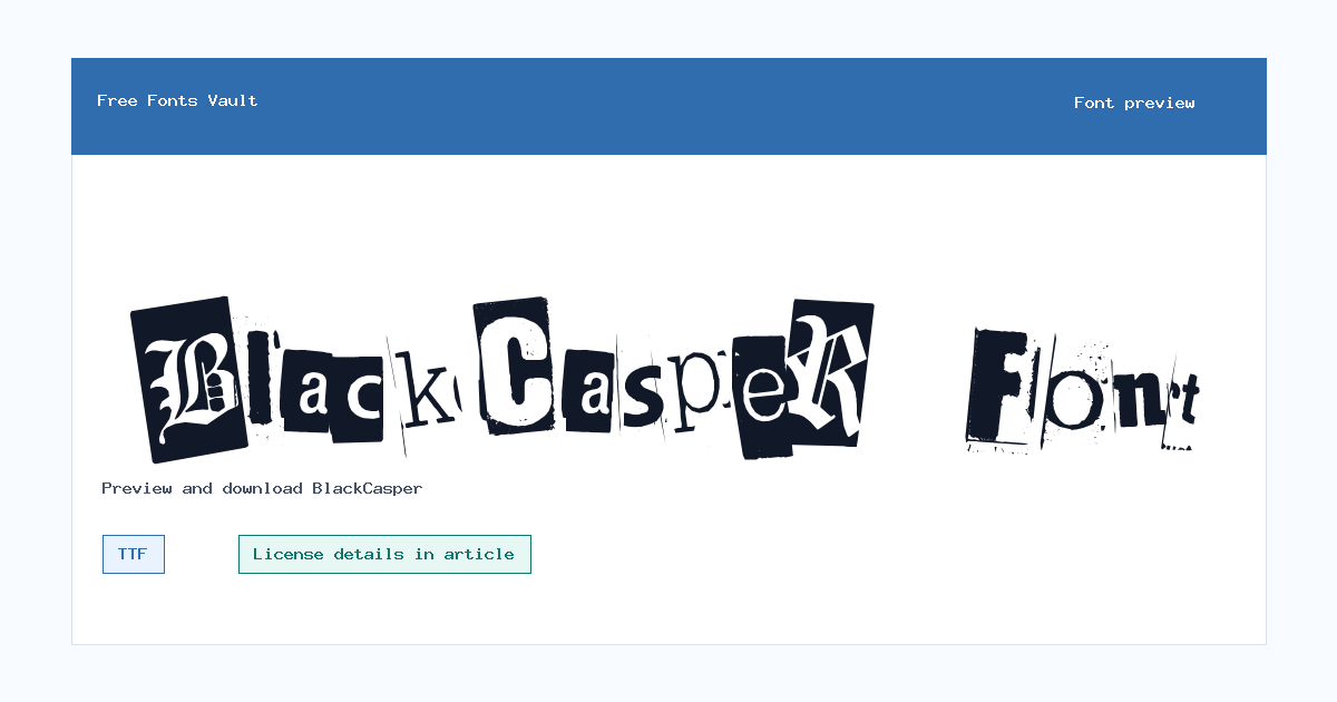 BlackCasper font preview showing the family name