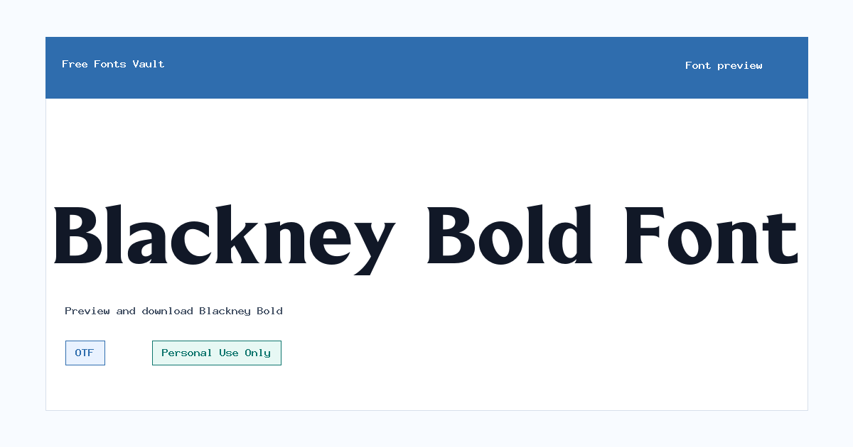 Blackney Bold font preview showing the family name