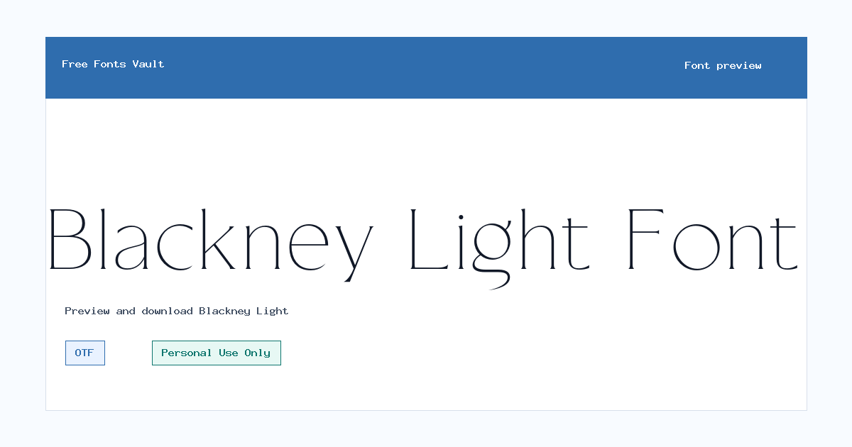 Blackney Light font preview showing the family name