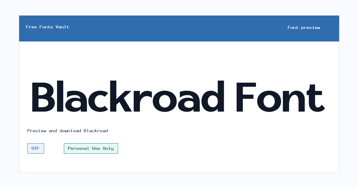 Blackroad font preview showing the family name