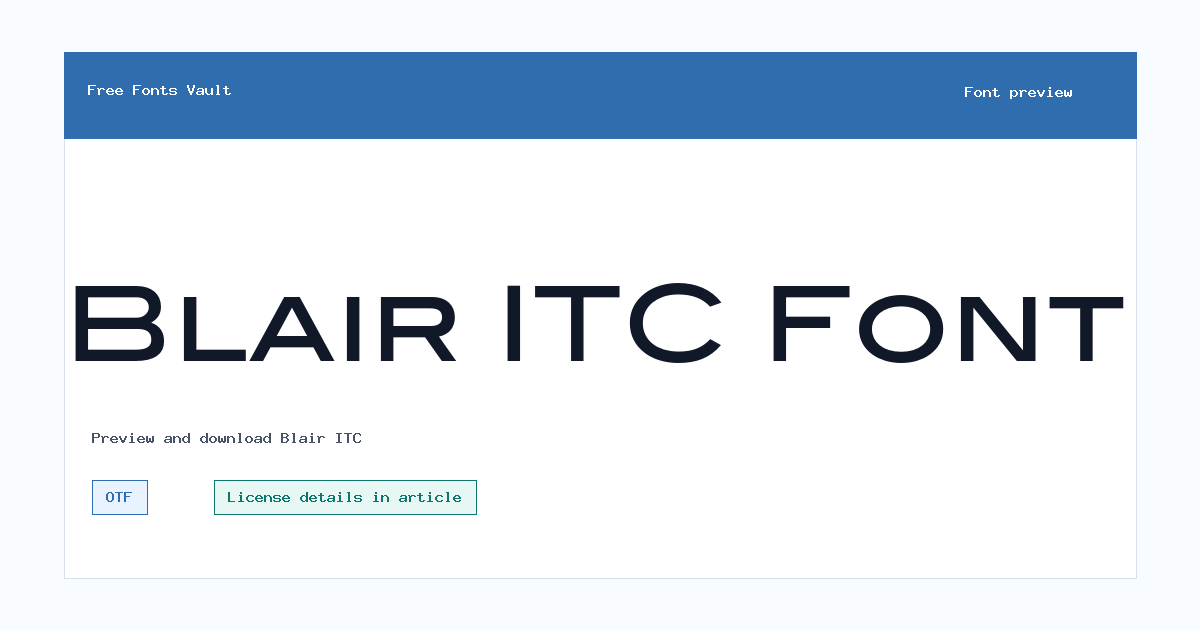 Blair ITC font preview showing the family name