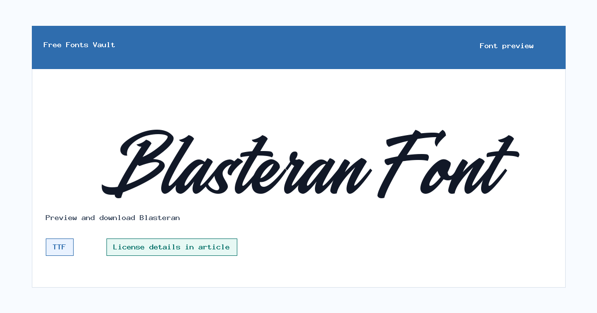 Blasteran font preview showing the family name