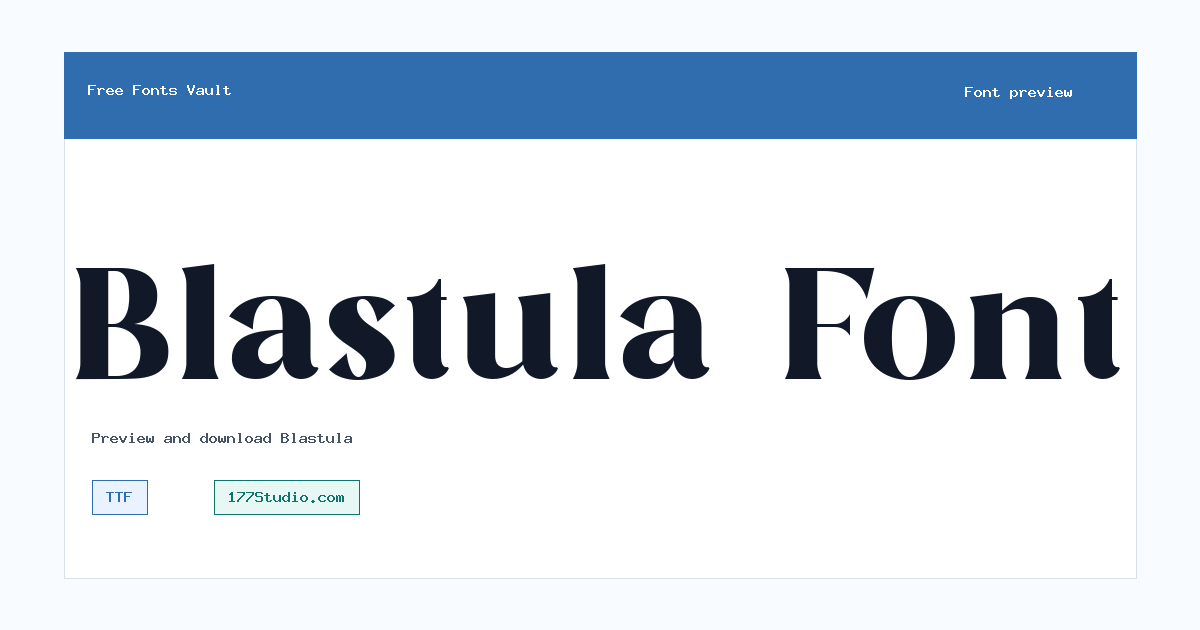 Blastula font preview showing the family name