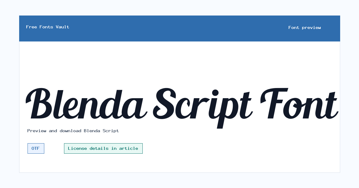 Blenda Script font preview showing the family name