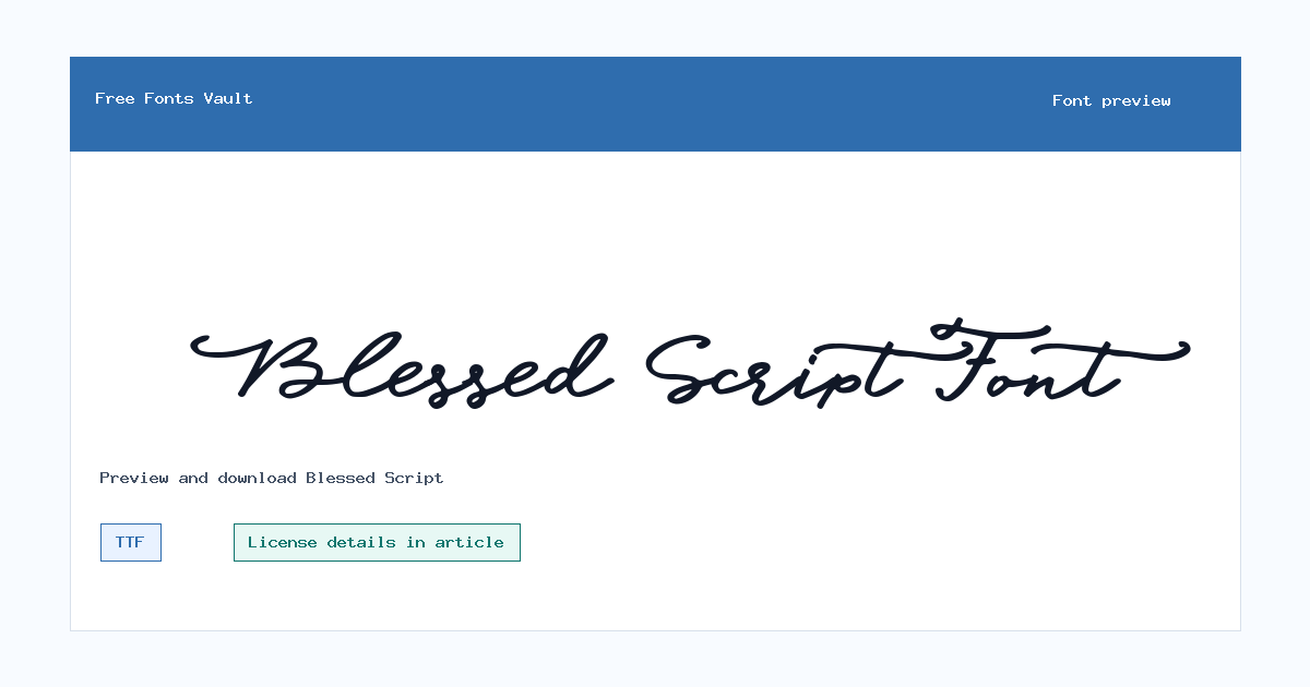 Blessed Script font preview showing the family name