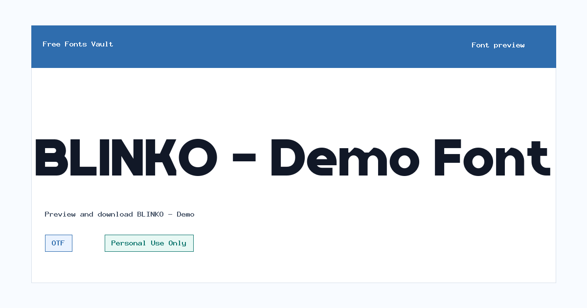 BLINKO - Demo font preview showing the family name
