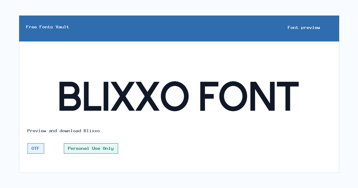 Blixxo font preview showing the family name