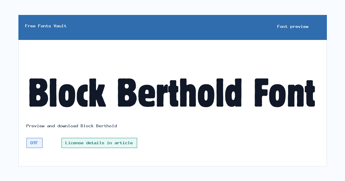 Block Berthold font preview showing the family name