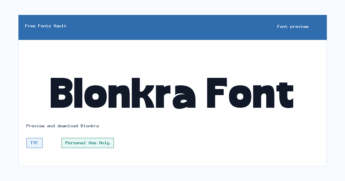 Blonkra font preview showing the family name