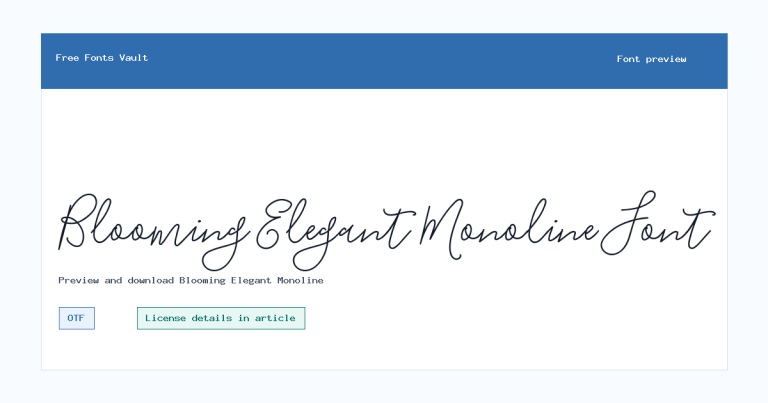 Blooming Elegant Monoline font preview
