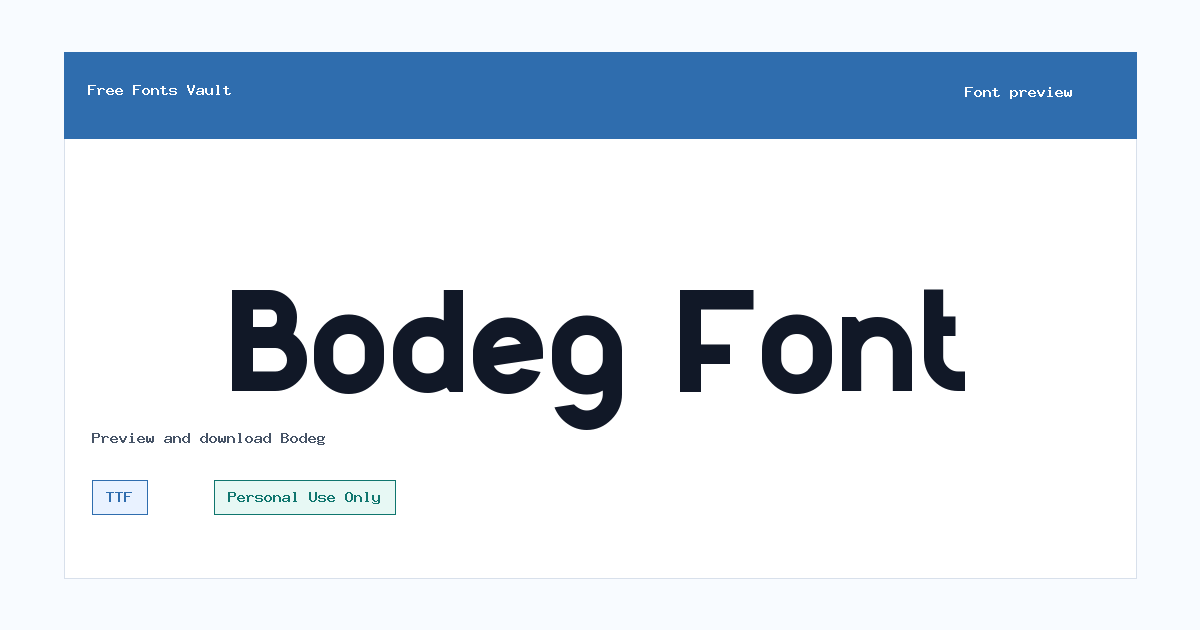 Bodeg font preview showing the family name
