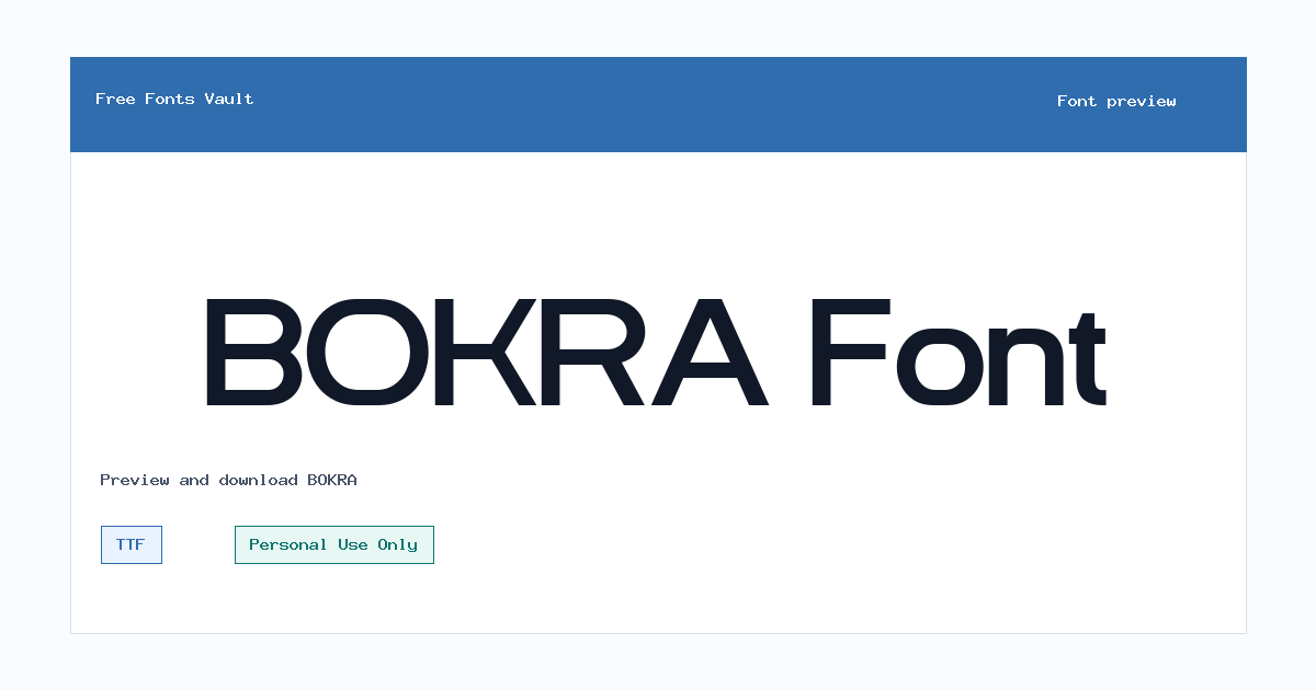 BOKRA font preview showing the family name