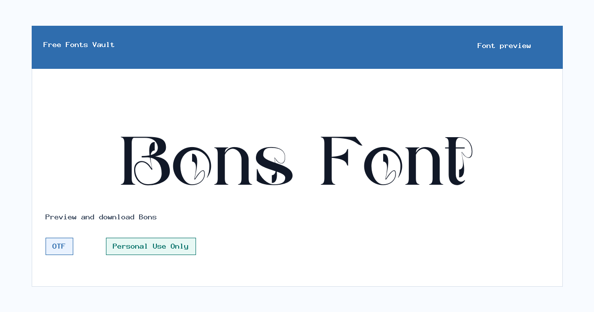 Bons font preview showing the family name