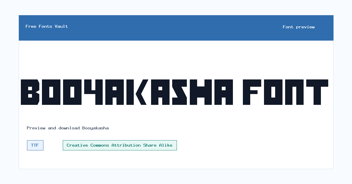 Booyakasha font preview showing the family name