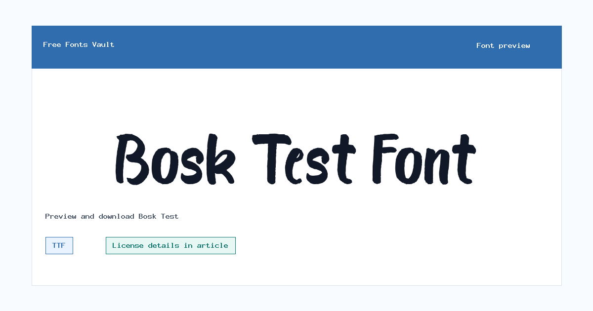 Bosk Test font preview showing the family name