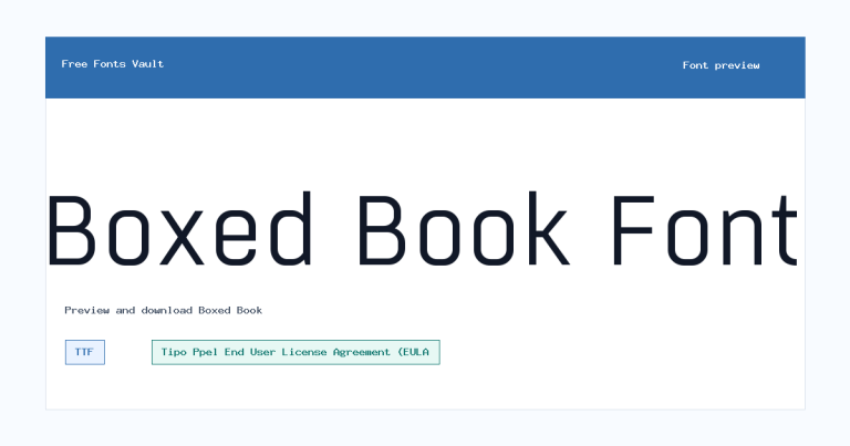 Boxed Book font preview