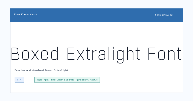 Boxed Extralight font preview