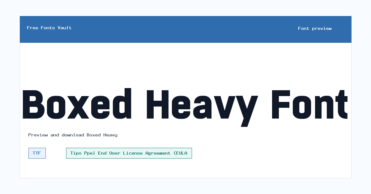 Boxed Heavy font preview showing the family name