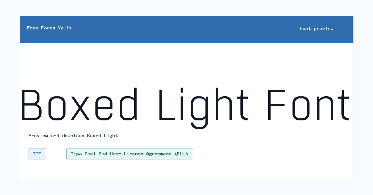 Boxed Light font preview showing the family name