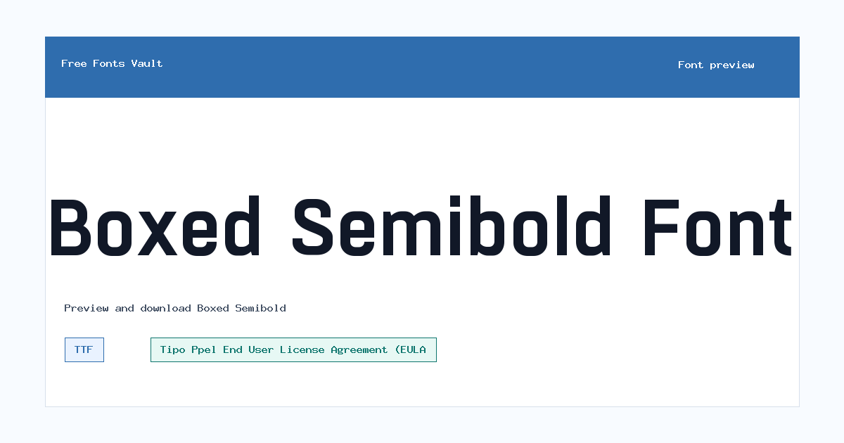 Boxed Semibold font preview showing the family name