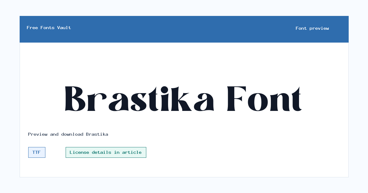 Brastika font preview showing the family name
