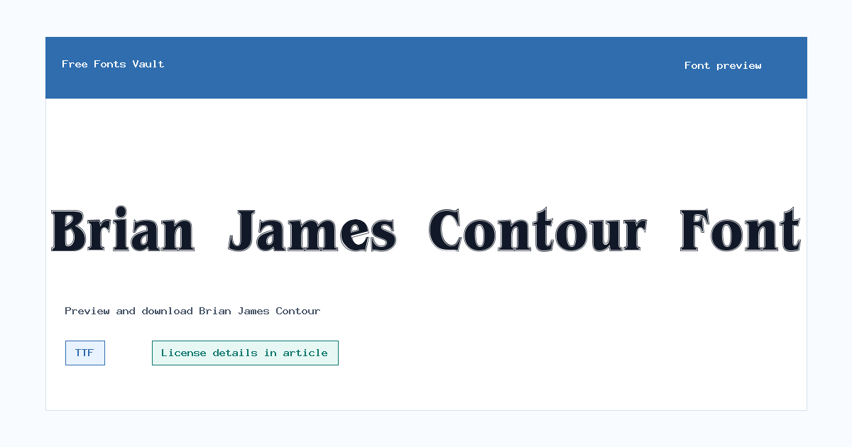 Brian James Contour font preview showing the family name