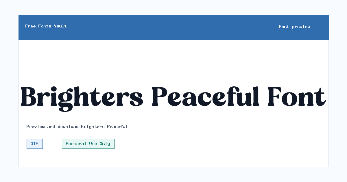 Brighters Peaceful font preview showing the family name