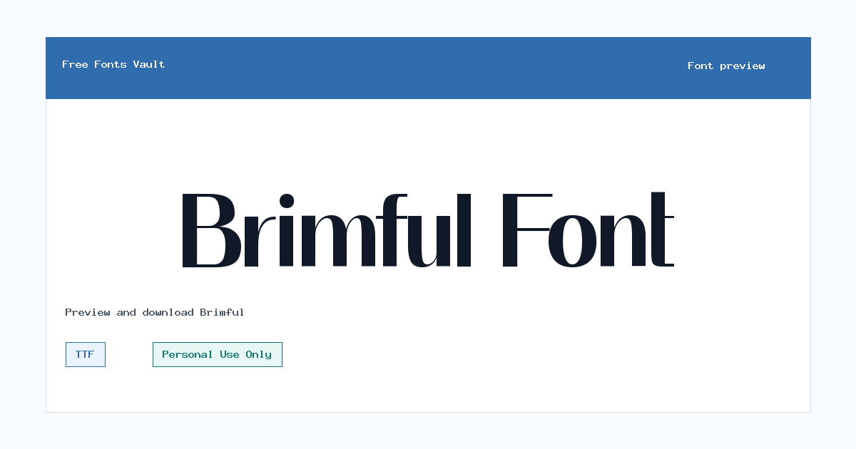 Brimful font preview showing the family name