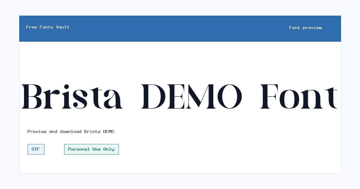 Brista DEMO font preview showing the family name