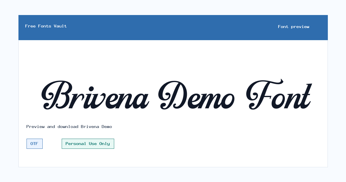 Brivena Demo font preview showing the family name