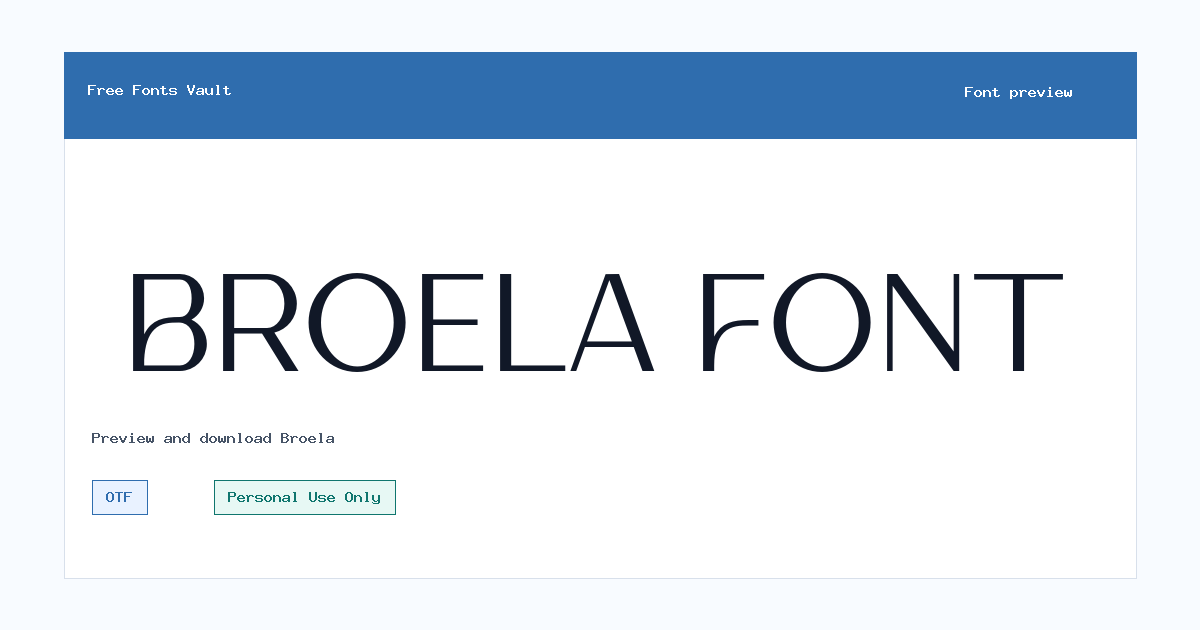 Broela font preview showing the family name