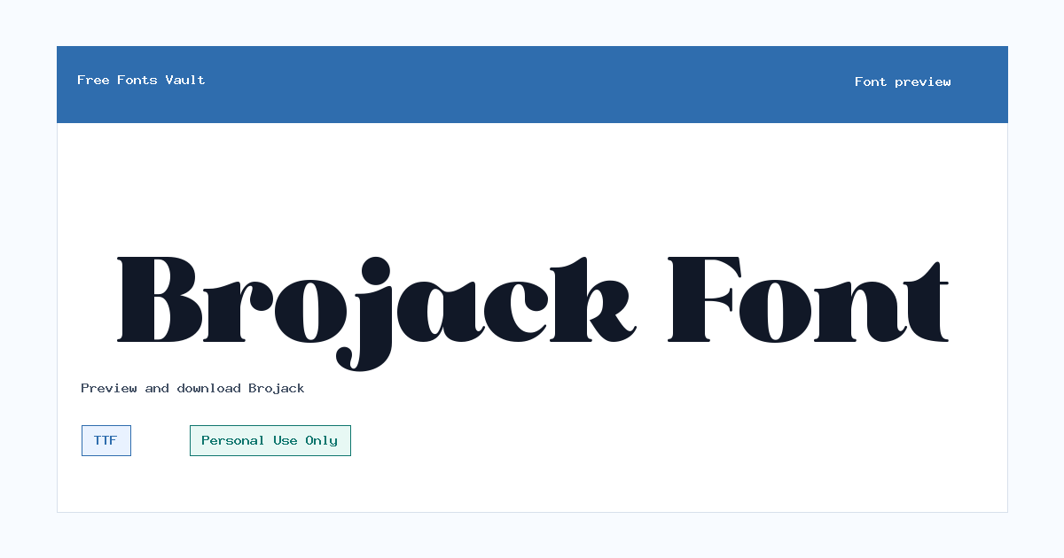 Brojack font preview showing the family name