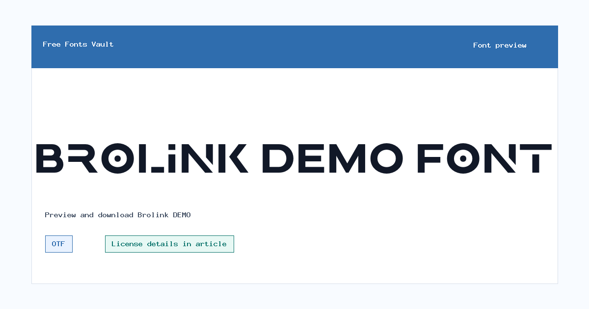 Brolink DEMO font preview showing the family name