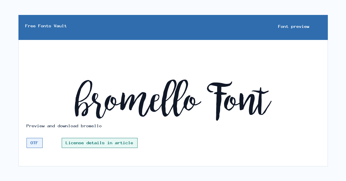bromello font preview showing the family name