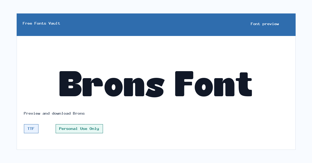 Brons font preview showing the family name