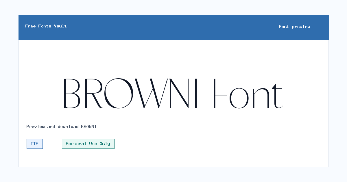 BROWNI font preview showing the family name