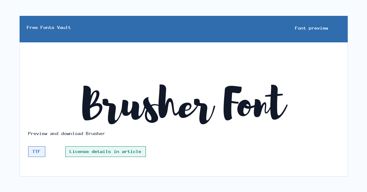 Brusher font preview showing the family name